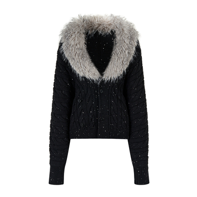 VIAPITTI毛针织衫可拆卸毛领