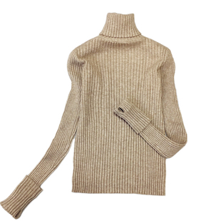 慵懒风翻高领连套手指竖坑条毛衣秋冬保暖加厚套头弹力打底针织衫
