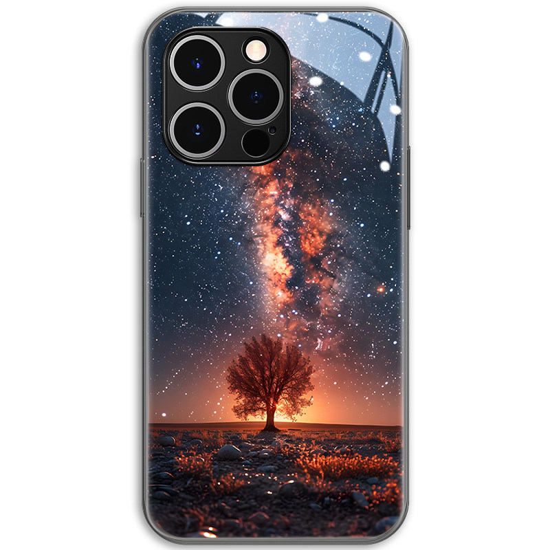 星空苹果15promax手机壳新款iPhone16潮牌18pro玻璃17宇宙12适用高级感小众x创意13超好看爆款14风