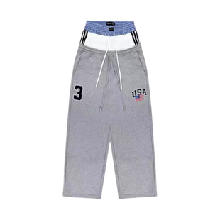 GRAILZ PROJECT GR美式假三件拼接拼接直筒阔腿宽松运动休闲卫裤