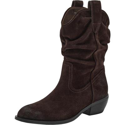 孙怡同款Bata日暮诗旅西部靴2025冬新款加绒复古堆堆靴66182DZ5