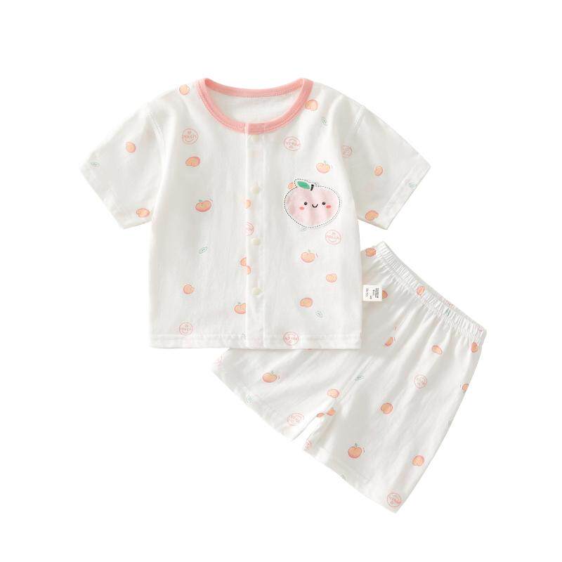 婴儿衣服夏季薄款短袖分体套装宝宝夏装女睡衣婴幼儿纯棉短裤a类