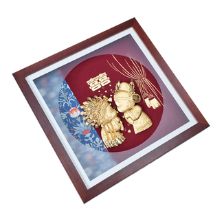 结婚礼物足金金箔挂画新人朋友闺蜜新婚礼品创意网红婚庆礼品摆件