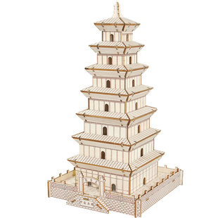 大雁塔3d立体仿真古建筑拼图手工益智木质拼装模型diy玩具