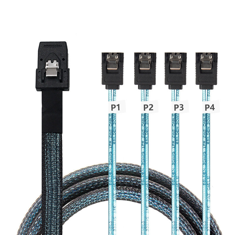 极连Minisas线SFF8087转4sata阵列卡1分4正接线反向一转四硬盘线