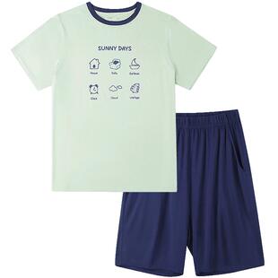 【优可丝睡衣】奕时代胖男童睡衣套装大童家居服夏短袖短裤两件套