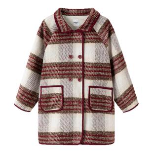 巴拉巴拉童装女童外套2026春秋装新款小童复古学院格子毛呢大衣潮