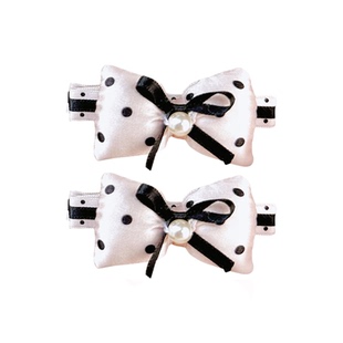 miu系大小姐~粉色缎面波点侧边夹女韩系少女发夹蝴蝶结发饰ins风