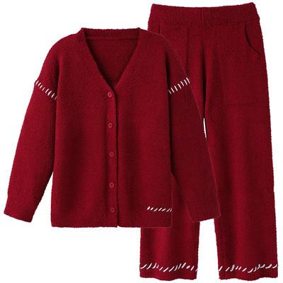 睡衣女士冬季半边绒加厚家居服