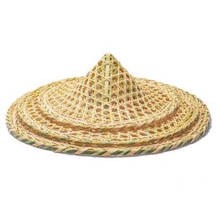 纯手工竹编镂空斗笠帽儿童舞台红军演出舞蹈帽子傣族表演草帽道具