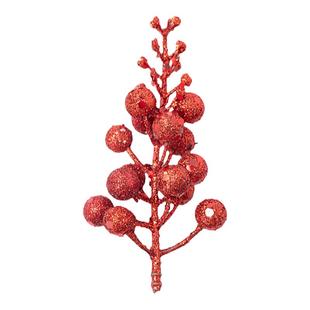 圣诞节装饰品15头金红银闪粉仿真果串果子 圣诞树花环diy配件装饰