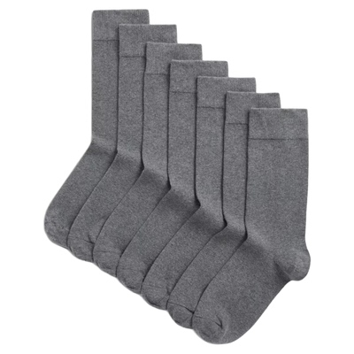 英国玛莎M&S马莎代购男袜纯色透气棉质短净色防臭中筒商务袜子7双