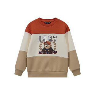 TeenieWeenie Kids小熊童装秋冬款男童休闲拼接撞色套头加绒卫衣