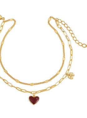 阿吉豆手链女款双层叠戴爱心手环