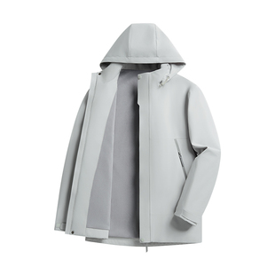 杉杉摇粒绒夹克男士秋冬新款连帽可拆保暖抗皱休闲加厚防泼水外套