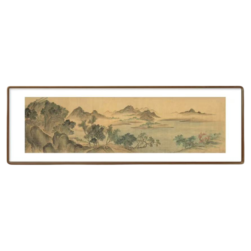 (湖山春暖图)水墨山水画客厅沙发背景挂画墙壁装饰画中式美学