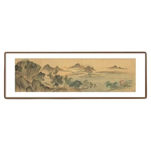 （湖山春暖图）水墨山水画客厅沙发背景挂画墙壁装饰画中式美学