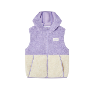 安德玛童装秋冬25新款保暖儿童羊羔绒连帽无袖马甲男女童宽松上衣