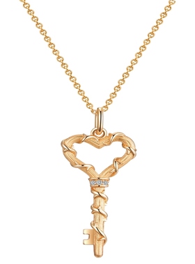 森糖原创钥匙925银镀金长项链女