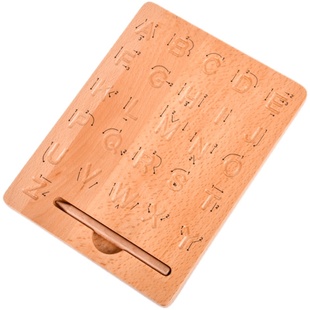 蒙氏英文字母板数字板实木制凹槽描写板写字早教教具儿童益智玩具