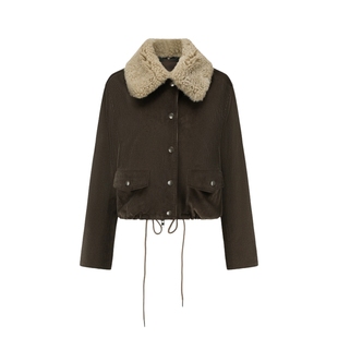 【INTO THE EAST】hug 深苔绿毛领两件套短外套夹克 intotheeast