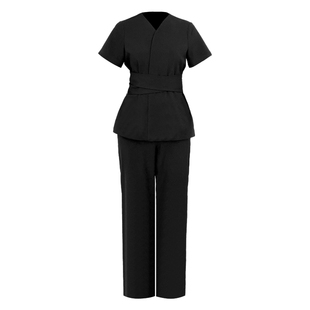 美容师工作服女新款美容院皮肤管理养生疗愈SPA技师服黑色秋冬款