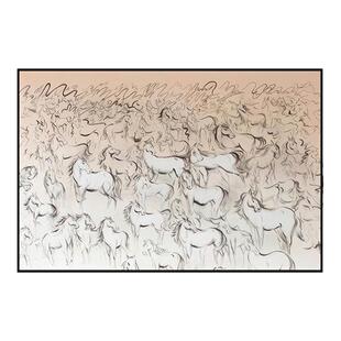 横版横幅抽象艺术装饰画民宿酒店油画布挂画现代侘寂风软装无框画