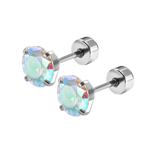 新款爆闪医用钛钢材质耳钉绝美平底养耳洞防发炎耳垂耳骨耳蜗钉女