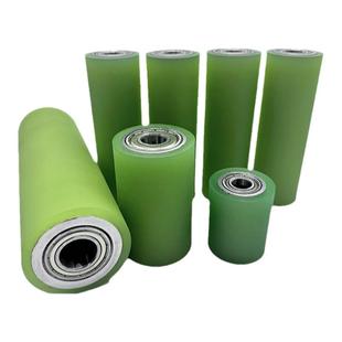 现货PU包胶轴承滑轮橡胶滚筒耐磨聚氨酯无动力胶辊输送带包胶滚轮