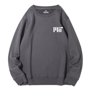 麻省理工 MIT美国大学男春秋圆领卫衣加绒宽松外套情侣无帽