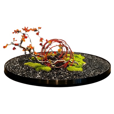 永生苔藓酒店餐桌中间摆件大圆桌转盘摆花仿真花新中式沙盘装饰花