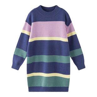 加比瑞女童毛衣长款冬季儿童毛衣裙子连衣裙针织衫冬款舒适保暖