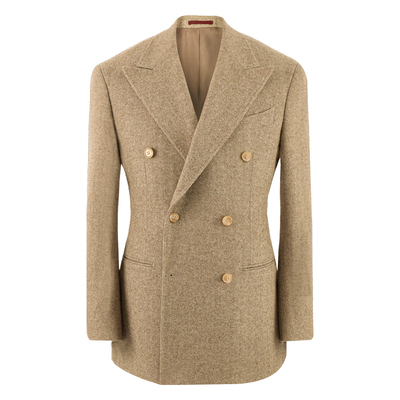 50羊毛粗花呢西服套装男戗驳领