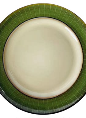 东南亚绿色复古大盘子菜盘家用碟子泰式西餐盘高级感陶瓷餐盘微瑕