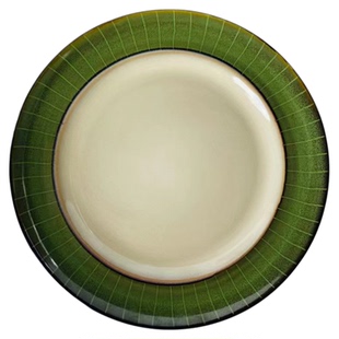 东南亚绿色复古大盘子菜盘家用碟子牛排西餐盘商用陶瓷餐盘微瑕