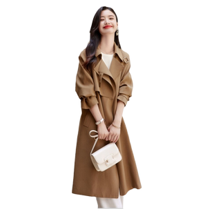 时尚气质长风衣外套秋季新款女士温柔显瘦高端宽松长款上衣