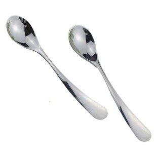 316不锈钢调羹咖啡勺茶更茶匙调更宝宝训练吃饭勺歪把辅食小勺子