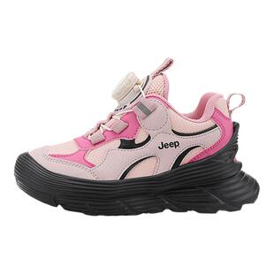 jeep儿童运动鞋皮面2024新款秋冬季男童鞋子旋钮防滑登山女童童鞋