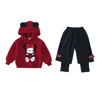 女童红色卫衣套装冬装2025新款巨好看儿童圣诞衣服女宝宝新年服装