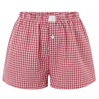 High waisted loose wide leg checkered shorts高腰阔腿格子短裤