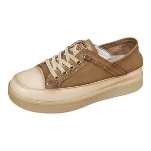 头层牛皮复古鞋子女春秋新款百搭牛筋舒适两穿单鞋真皮运动休闲鞋