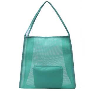 2025新款ins风透明网纱单肩挎包时尚轻便大容量百搭购物袋沙滩包