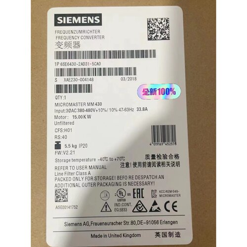 议价6SE64302AD315CA0西门子全新MM430变频可维修