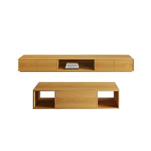 弗丽嘉电视柜 实木落地电视柜现代简约风白橡木一体组合电视机柜