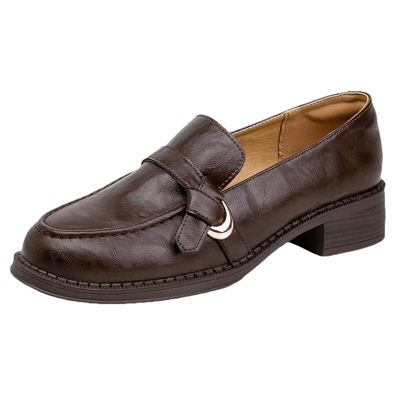 英伦风复古百搭棕色小皮鞋