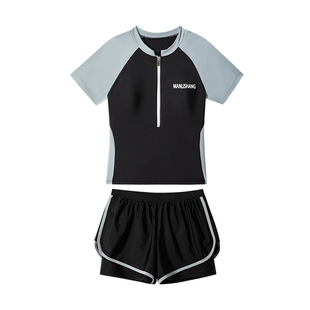 泳衣女2025新款保守分体海边度假微胖速干遮肚高级感运动温泉套装