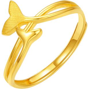 周六福5G黄金戒指女计价足金鱼尾指环活口手饰送女友新年礼物