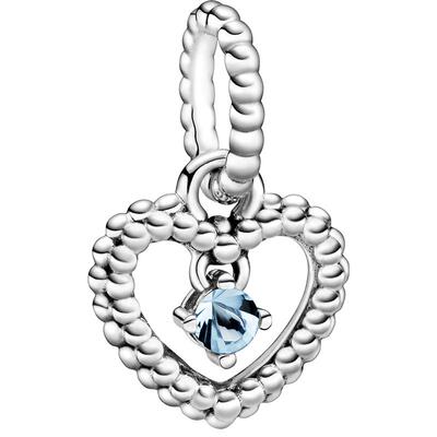 Pandora潘多拉奥莱紫色饰珠心形吊饰925银diy串珠礼物