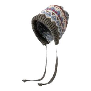 针织毛线帽子民族风混色钩花保暖帽女秋冬防风防寒羊毛混纺堆堆帽