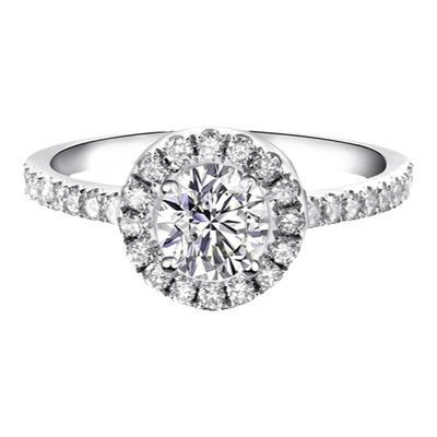 正品纯银18K包金D色莫桑石钻戒指